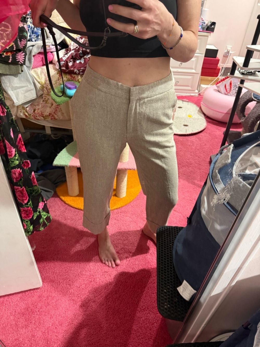 Zara Cropped Chinos in Light Beige